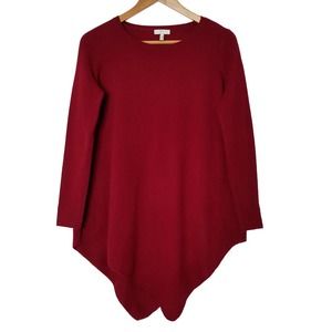 Joie Long Sleeve Wool Cashmere Tunic Sweater Asymmetrical Red XX-Small